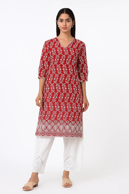 Kashmiri work Kurti and Plazzo Set