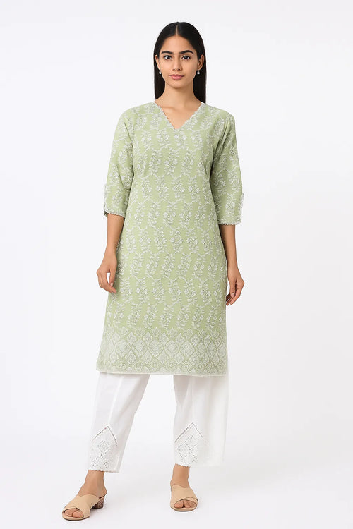 Kashmiri work Kurti and Plazzo Set