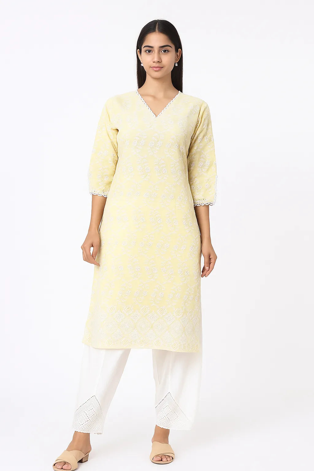 Kashmiri work Kurti and Plazzo Set