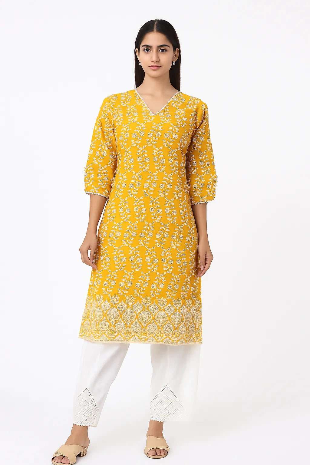 Kashmiri work Kurti and Plazzo Set