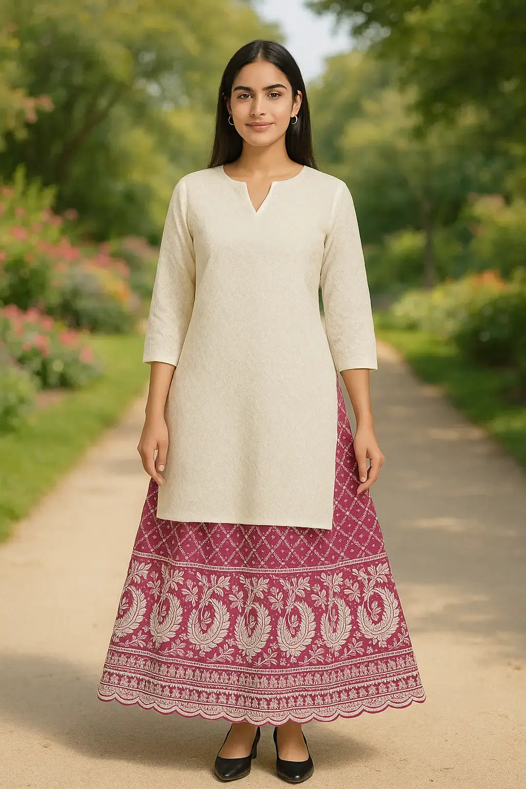 Cotton Embroidered Sharara Set with Kurta