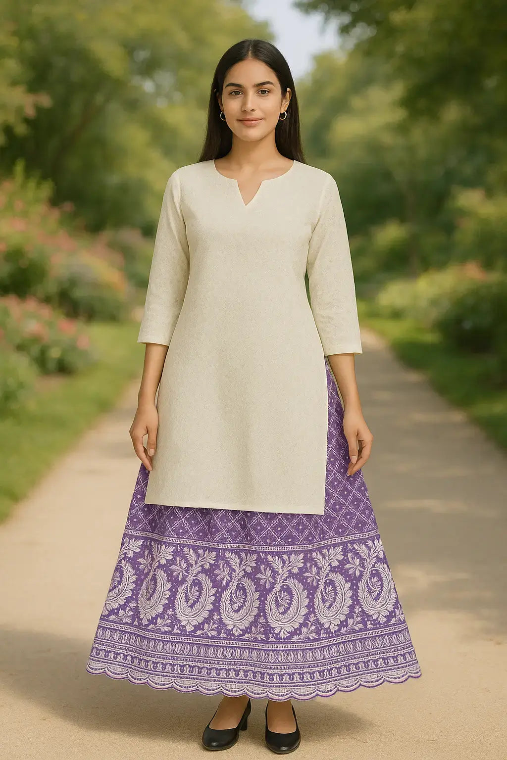 Cotton Embroidered Sharara Set with Kurta