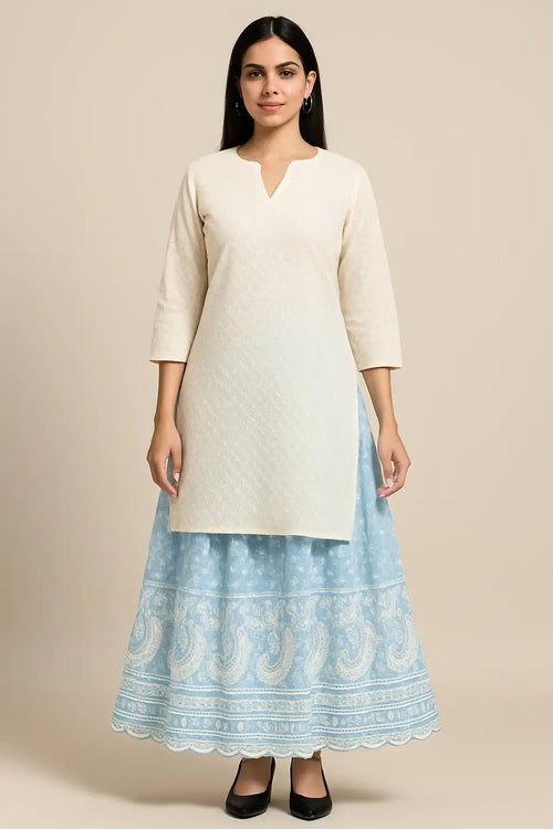Cotton Embroidered Sharara Set with Kurta